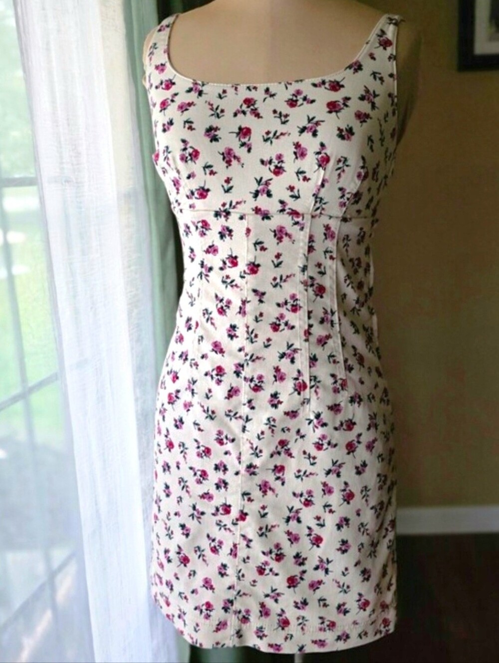 Ditsy Floral‎ Corset Mini Dress Square Neck Coquette Babydoll Cottagecore XXS